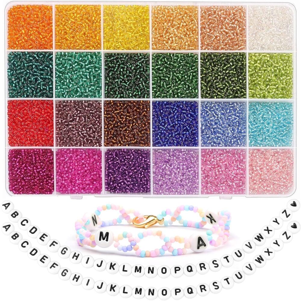 4709 2mm Glass Seed Beads & Small Pony Beads, DIY Jewelry Kit